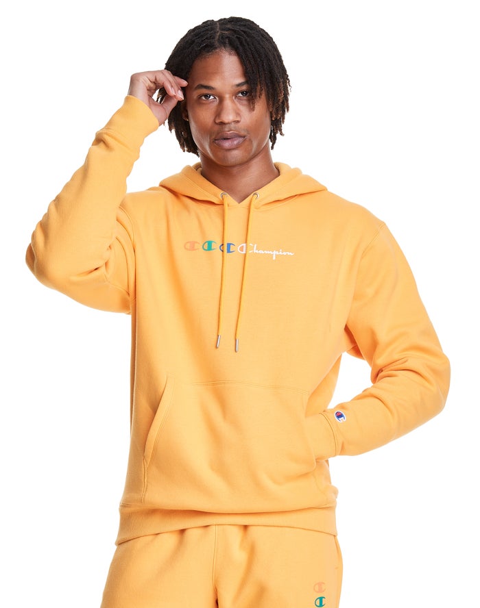 Sudadera Con Capucha Champion Hombre - Classic Fleece Triple Logo ( Amarillo ) 0315489-WK